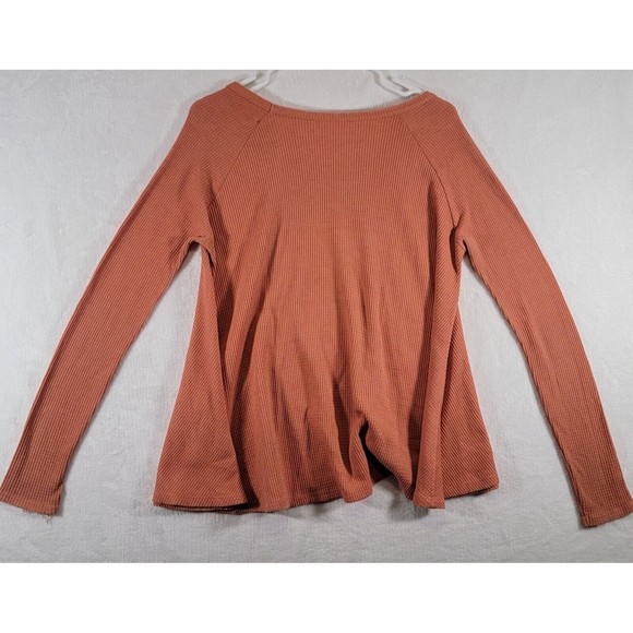 We the Free People Peach Thermal Long Sleeve Shirt Women's Size Small Boho Top - Picture 3 of 7